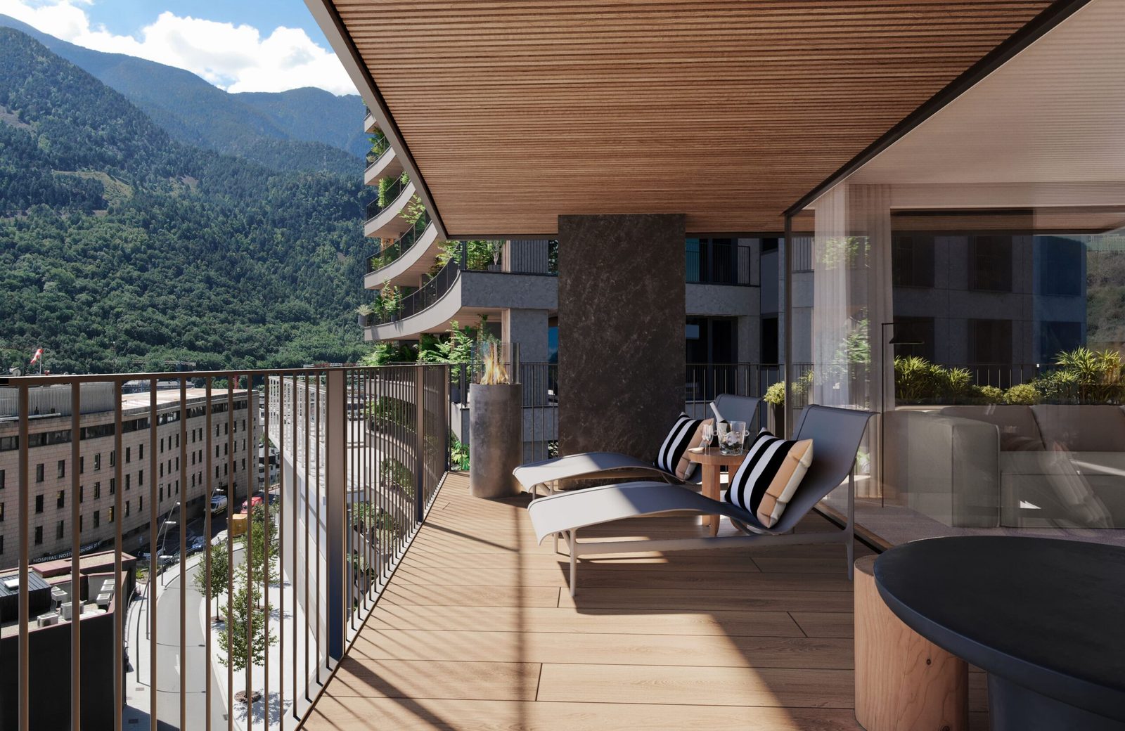 Terraza con vistas a la montaña