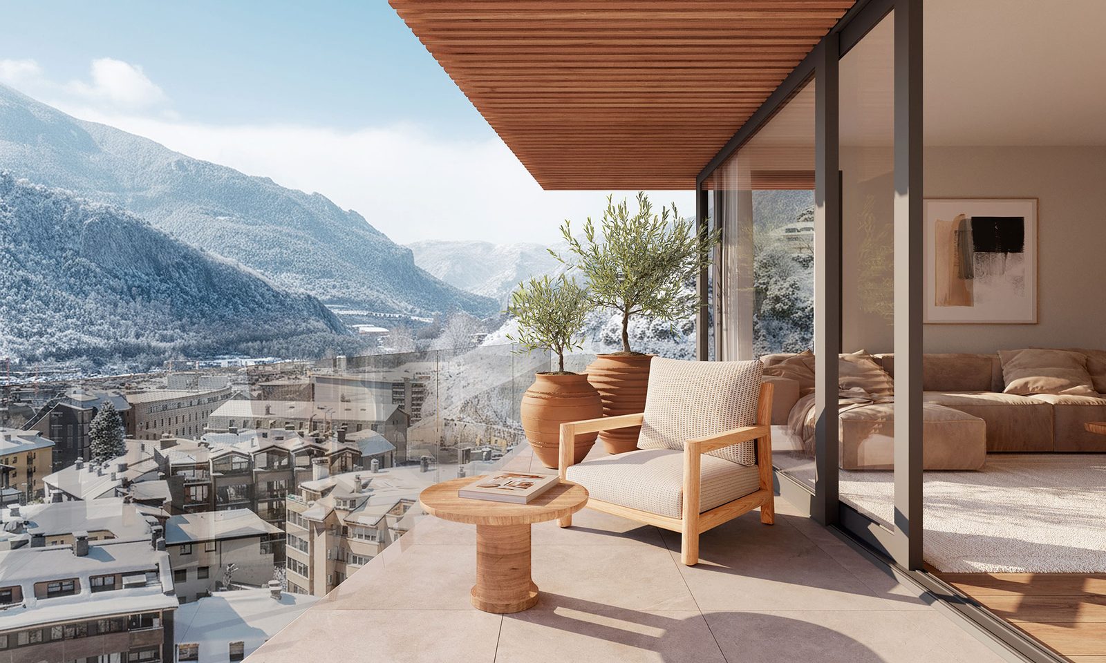 Terraza con vistas panorámicas al valle de Andorra